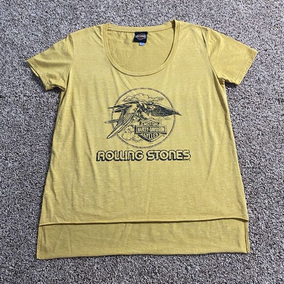 Harley-Davidson Women's M Rolling Stones Jet Eagle Short Sleeve High-Low Hem Tee - Picture 1 of 6